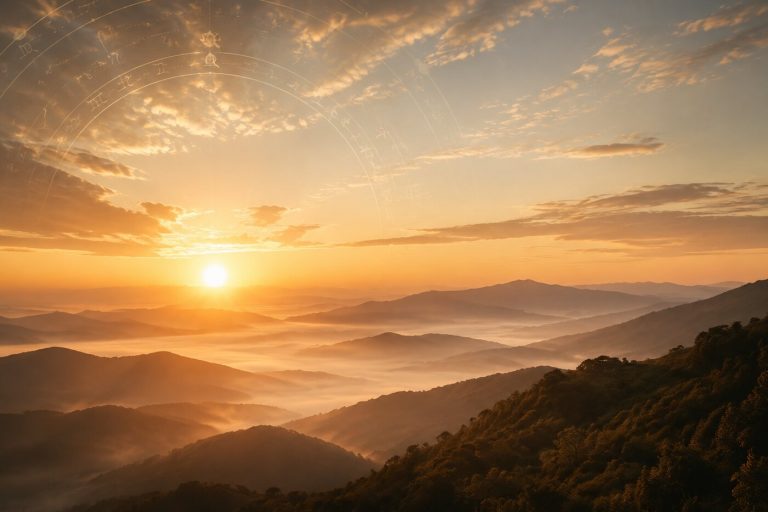 Cielo de amanecer que representa los ciclos astrológicos